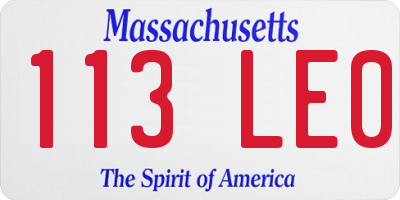 MA license plate 113LE0