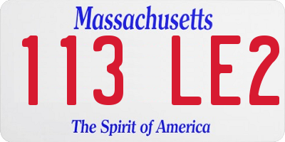 MA license plate 113LE2