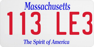 MA license plate 113LE3