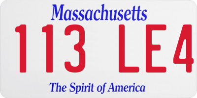 MA license plate 113LE4