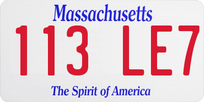 MA license plate 113LE7