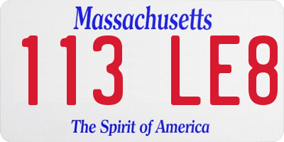 MA license plate 113LE8