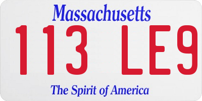 MA license plate 113LE9