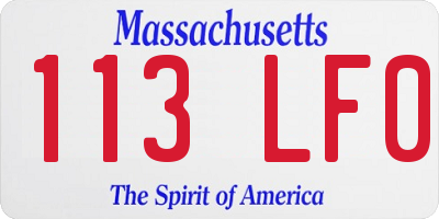 MA license plate 113LF0