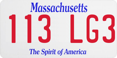 MA license plate 113LG3