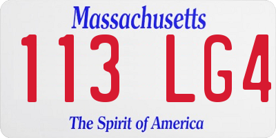 MA license plate 113LG4