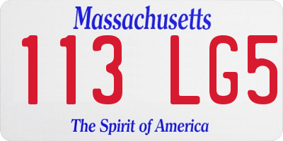 MA license plate 113LG5