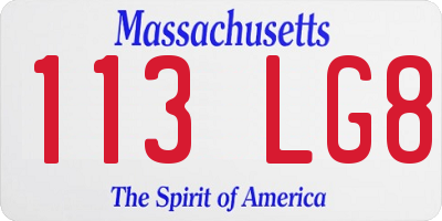 MA license plate 113LG8