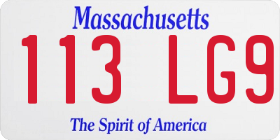 MA license plate 113LG9