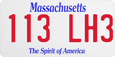 MA license plate 113LH3