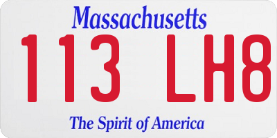 MA license plate 113LH8