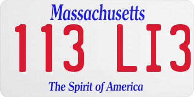 MA license plate 113LI3