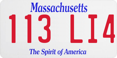 MA license plate 113LI4