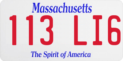 MA license plate 113LI6