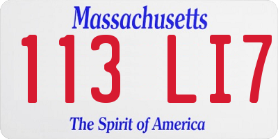 MA license plate 113LI7