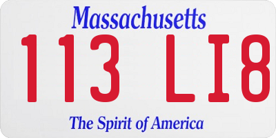 MA license plate 113LI8