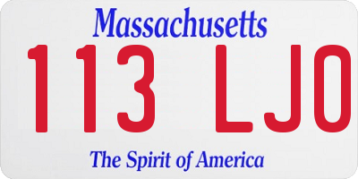 MA license plate 113LJ0