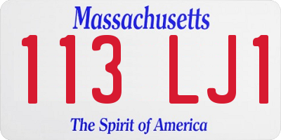 MA license plate 113LJ1