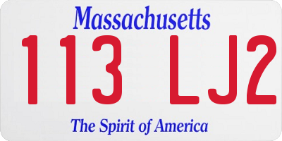 MA license plate 113LJ2
