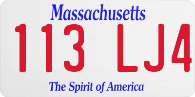 MA license plate 113LJ4
