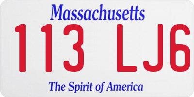 MA license plate 113LJ6