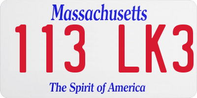 MA license plate 113LK3