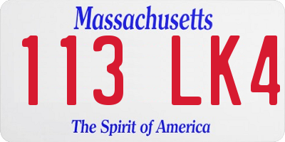 MA license plate 113LK4
