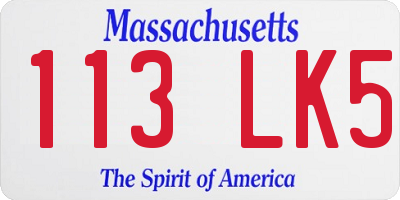 MA license plate 113LK5