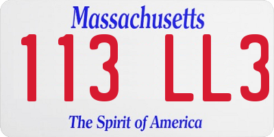 MA license plate 113LL3