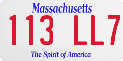 MA license plate 113LL7