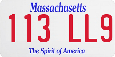 MA license plate 113LL9