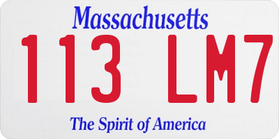 MA license plate 113LM7