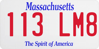 MA license plate 113LM8