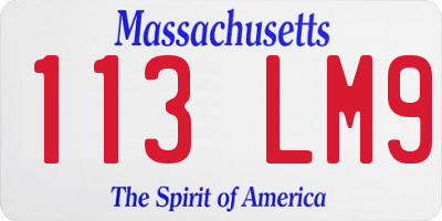 MA license plate 113LM9