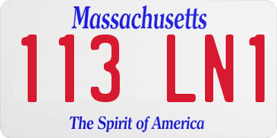 MA license plate 113LN1