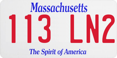 MA license plate 113LN2