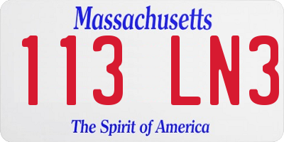 MA license plate 113LN3