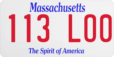 MA license plate 113LO0