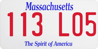 MA license plate 113LO5