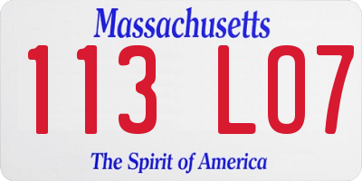 MA license plate 113LO7
