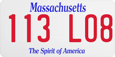 MA license plate 113LO8