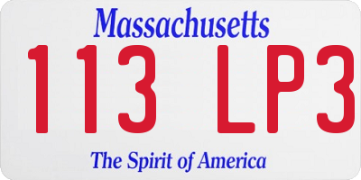 MA license plate 113LP3