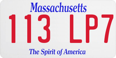 MA license plate 113LP7