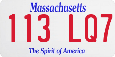 MA license plate 113LQ7