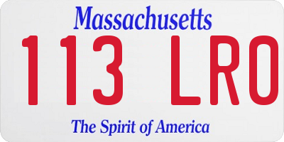 MA license plate 113LR0