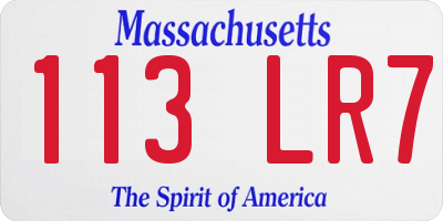 MA license plate 113LR7