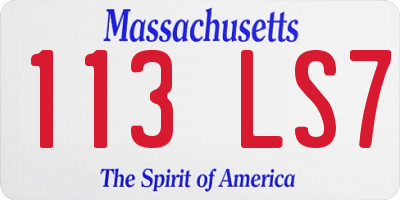 MA license plate 113LS7