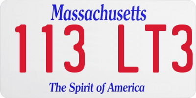 MA license plate 113LT3
