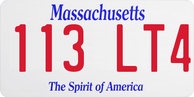 MA license plate 113LT4
