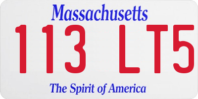 MA license plate 113LT5